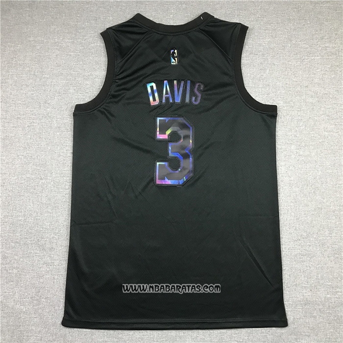 Camiseta Los Angeles Lakers Anthony Davis #3 Iridescent Logo Negro